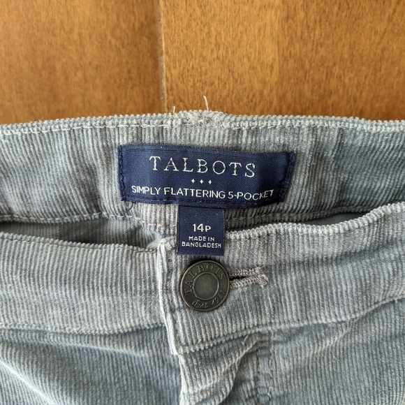 Talbots grey blue Simply Flattering 5-pocket corduroy pants, size 14P - Picture 2 of 7